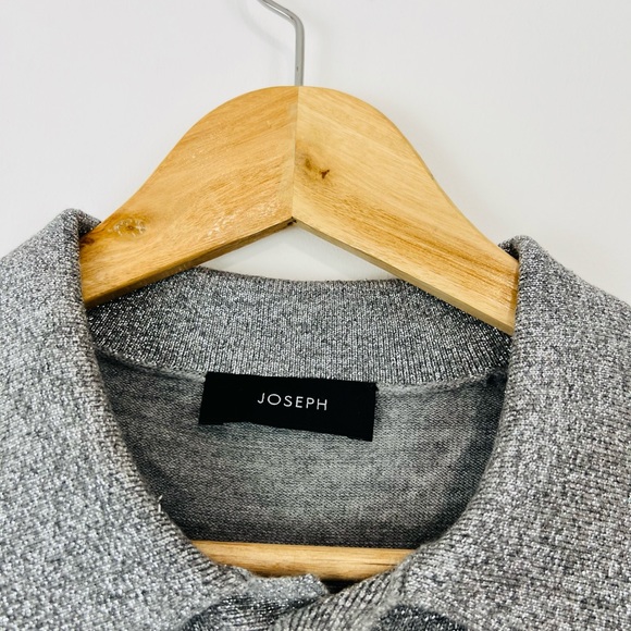 Joseph Silver Grey Glitter Sparkle Wool Blend Knit Long Sleeve Polo Shirt UK M - Picture 6 of 13